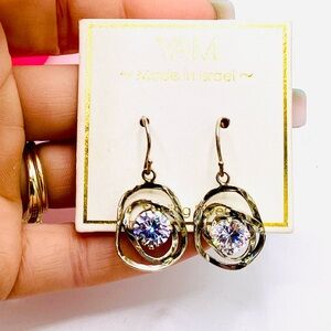 Ya Los Angeles Gold Earrings with Crystal Details